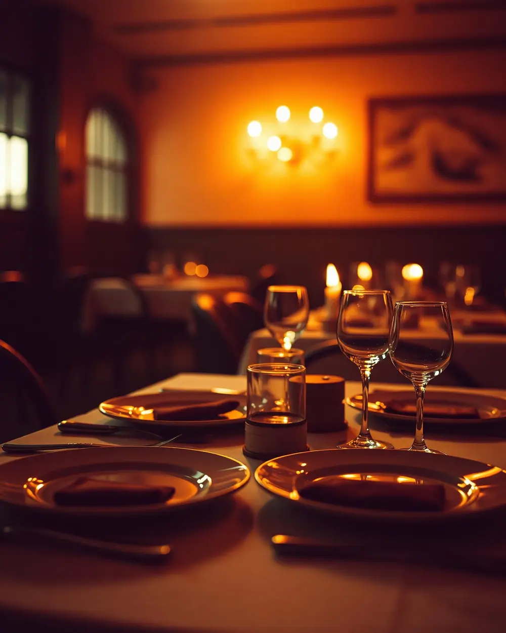 Mesa de restaurante com pratos de alta gastronomia gravados para TikTok